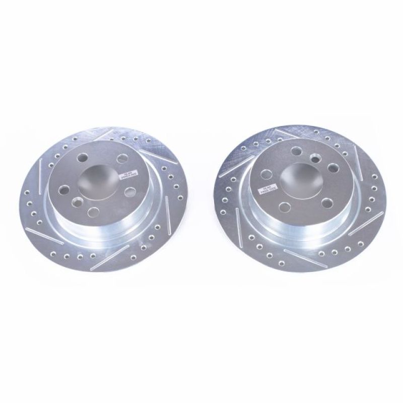 Mini Countryman Brake Rotors (2) - Rear - PowerStop - Evolution Drilled & Slotted - Silver - `17-`20