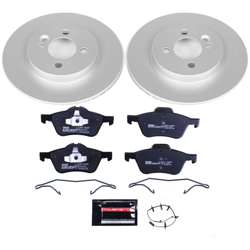 Mini Cooper Brake Kit - Front - PowerStop - Genuine Geomet Coated Rotors + ECE-R90 Certified Pads + Hardware - `07-`08