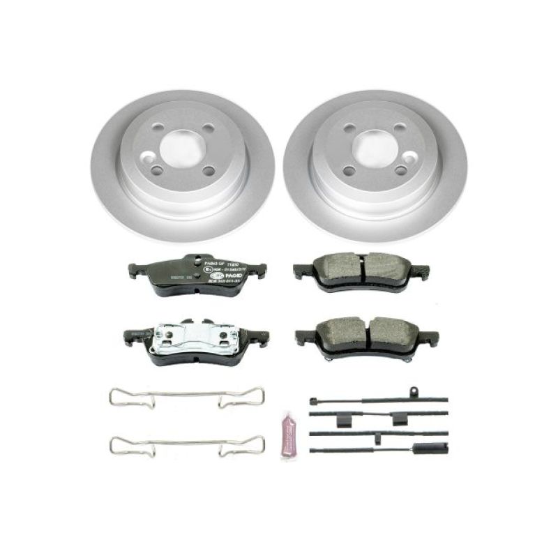 Mini Cooper Brake Kit - Rear - PowerStop - Genuine Geomet Coated Rotors + ECE-R90 Certified Pads + Hardware Kit - `07-`08