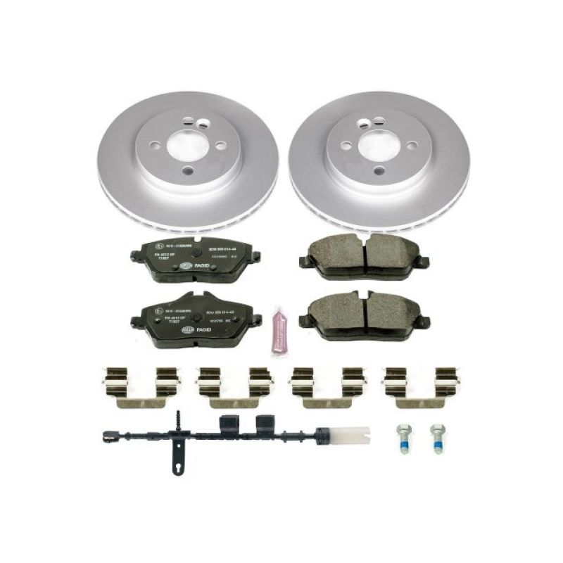 Mini Cooper Brake Kit - Front - PowerStop - Genuine Geomet Coated Rotors + ECE-R90 Brake Pads + Hardware Kit - `11-`15