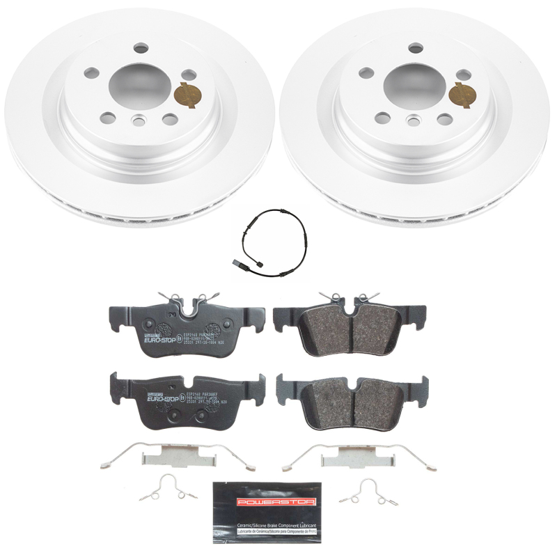 Mini Countryman Brake Kit - Rear - PowerStop - Genuine Geomet Coated Rotors + ECE-R90 Certified Pads - `18-`21