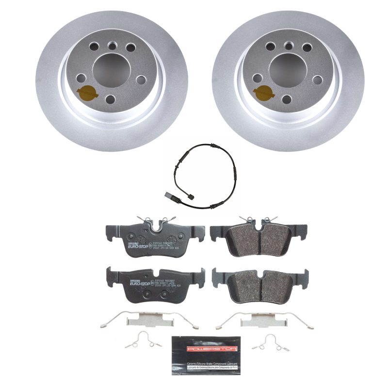 Mini Countryman Brake Kit - Rear - PowerStop - Genuine Geomet Coated Rotors + ECE-R90 Brake Pads - `17-`21