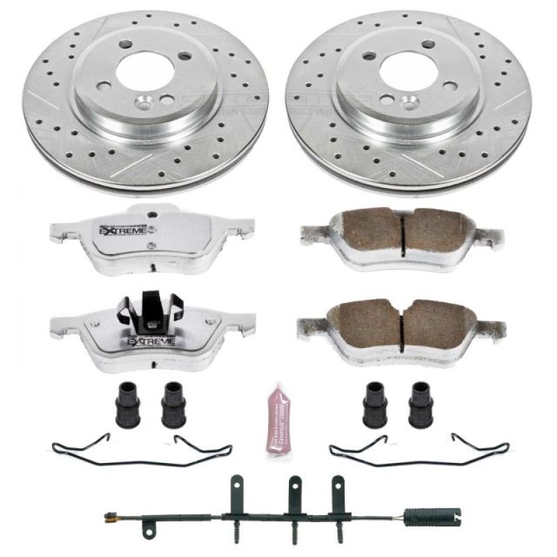 Mini Cooper Brake Kit - Front - PowerStop - Drilled & Slotted Rotors + Carbon-Fiber Ceramic Pads - `02-`06