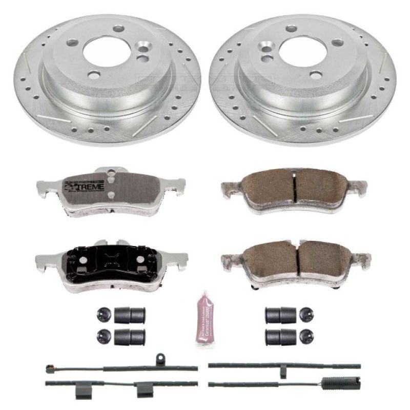 Mini Cooper Brake Kit - Rear - PowerStop - Drilled & Slotted Rotors + Carbon-Fiber Ceramic Pads - `02-`06