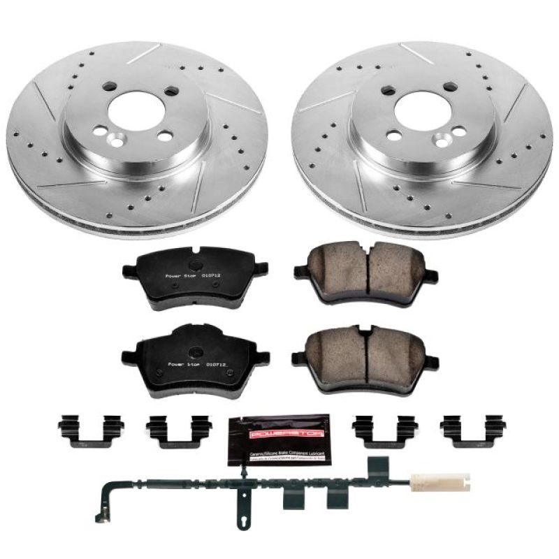 Mini Cooper Brake Kit - Front - PowerStop - Drilled & Slotted Rotors + Carbon-Fiber Ceramic Pads - `07-`10