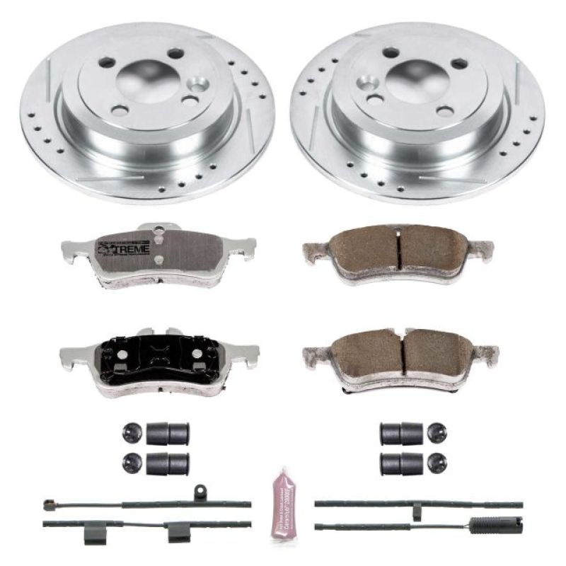 Mini Cooper Brake Kit - Rear - PowerStop - Drilled & Slotted Rotors + Carbon-Fiber Ceramic Pads - `07-`08