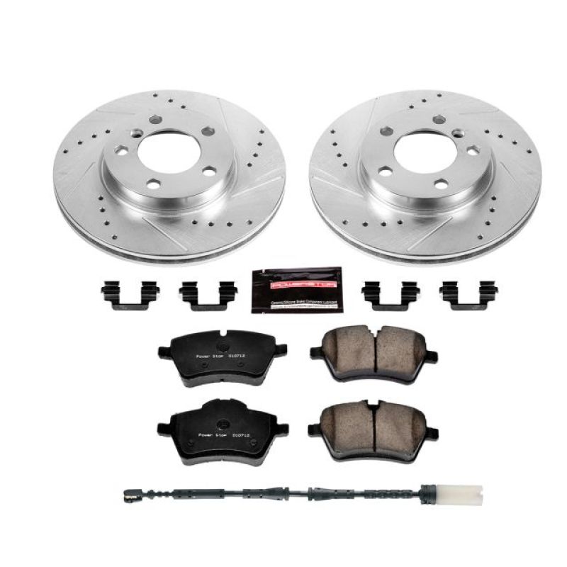 Mini Cooper Brake Kit - Front - PowerStop - Drilled & Slotted Rotors + Carbon-Fiber Ceramic Pads - `13-`16