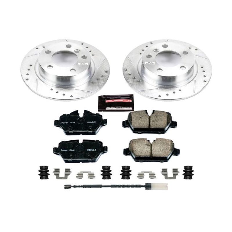 Mini Cooper Brake Kit - Rear - PowerStop - Drilled & Slotted Rotors + Carbon-Fiber Ceramic Pads - `13-`16
