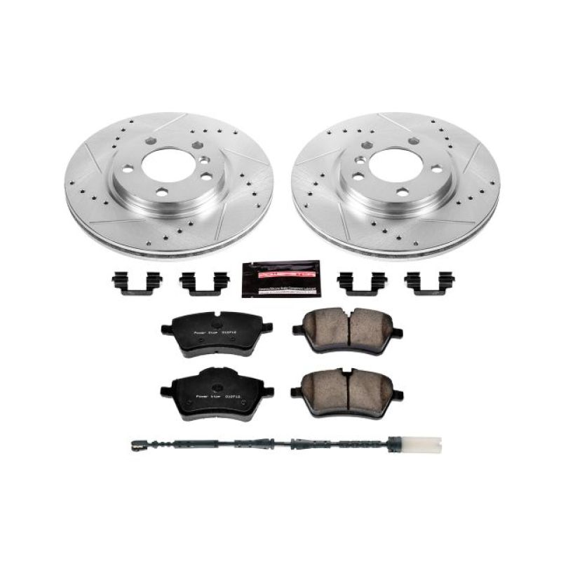 Mini Cooper Brake Kit - Front - PowerStop - Drilled & Slotted Rotors + Carbon-Fiber Ceramic Pads - `13-`16