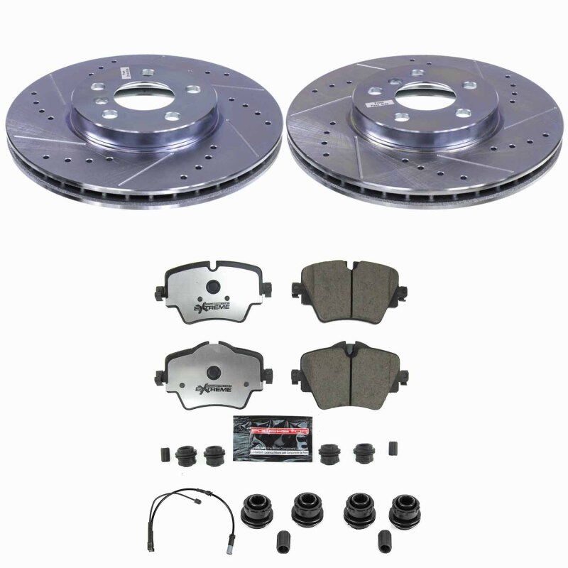 Mini Cooper Brake Kit - Front - PowerStop - Drilled & Slotted Rotors + Carbon-Fiber Ceramic Pads - `22-`24