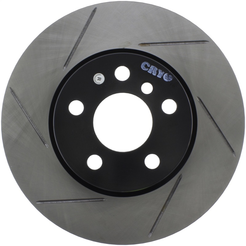 Mini Cooper Brake Rotor (1) - Front Right - Stoptech - Slotted - Black E-Coated - `14-`19