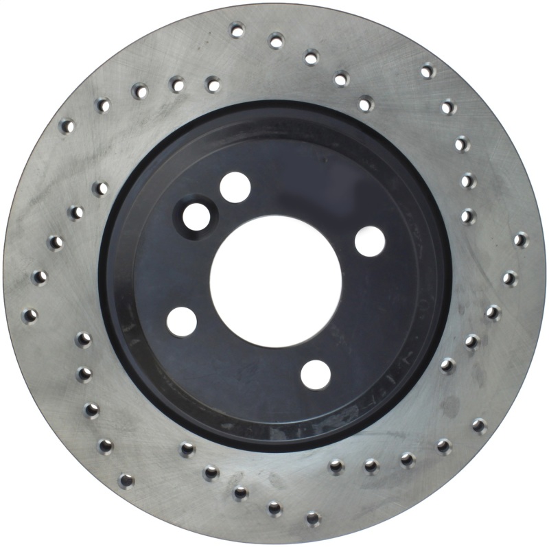Mini Cooper Brake Rotor (1) - Front Left - Stoptech - Drilled Sport - Black - `02-`06
