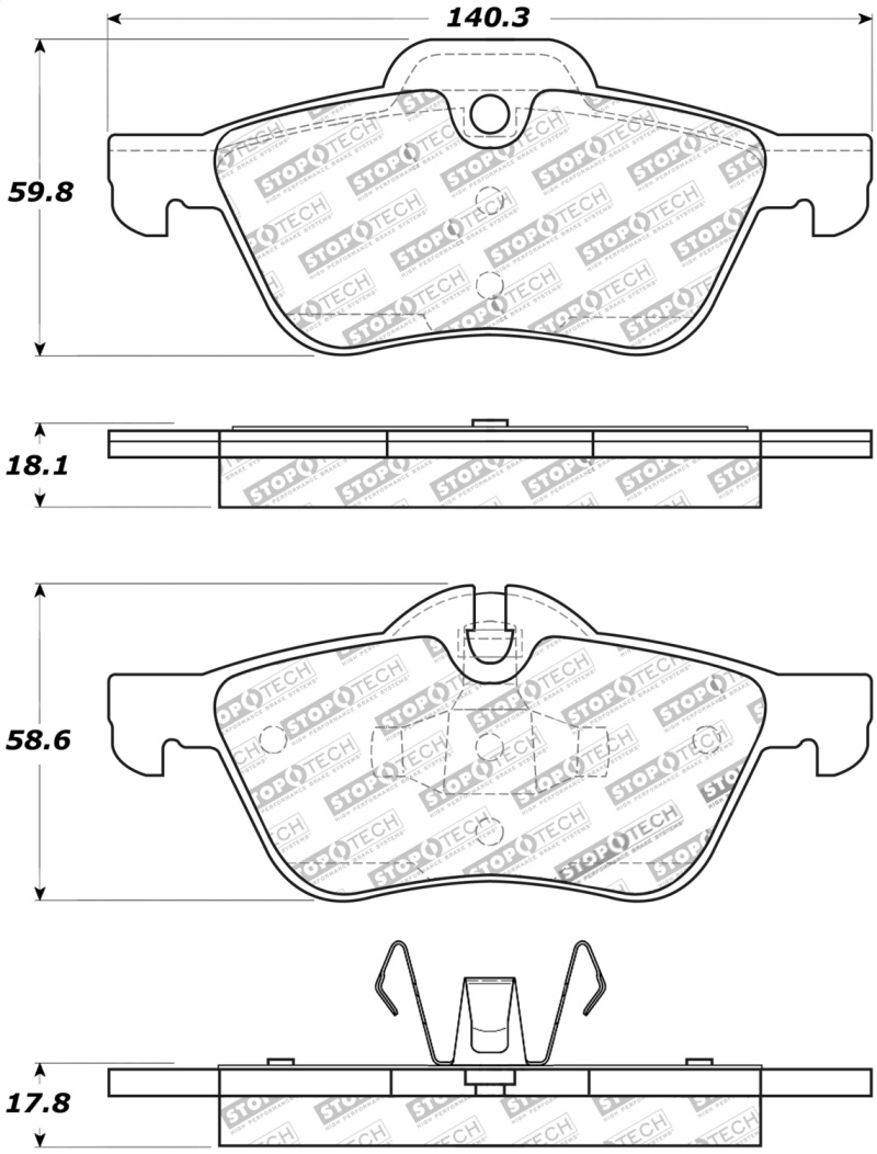 Mini Cooper Brake Pads - Front - Stoptech - ST Street - `02-`08