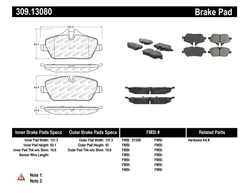 Mini Cooper Brake Pads - Stoptech - Sport - `07-`16