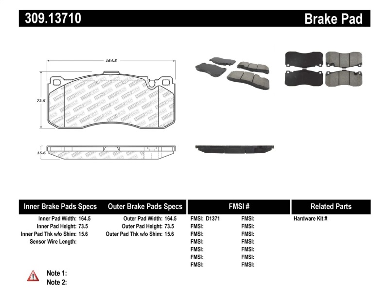 Mini Cooper Brake Pads - Front - Stoptech - Sport - `12-`14