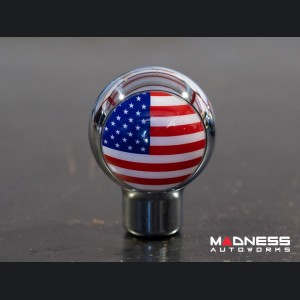 MINI Cooper Gear Shift Knob - Chrome w/ American Flag Design