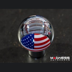 MINI Cooper Gear Shift Knob - Chrome w/ American Flag Design