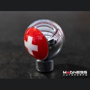 MINI Cooper Gear Shift Knob - Chrome w/ Swiss Flag Design