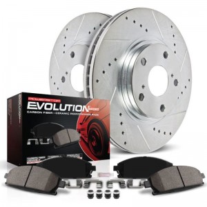 Mini Cooper Brake Kit - Rear - PowerStop - Drilled/Slotted Rotors + Carbon-Fiber Ceramic Pads - `14-`19
