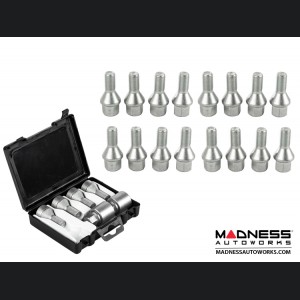 MINI Cooper Lug Bolt and Lock Set by Farad - Set of 20 - M14x1.25 - 60° Cone Seat - Silver (R60/ R61 Models)