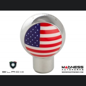 MINI Cooper Gear Shift Knob - Chrome w/ American Flag Design