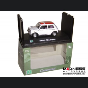  Mini Cooper Diecast Model - Hongwell Cararama - 1/43 Scale - White W/ Denmark Flag