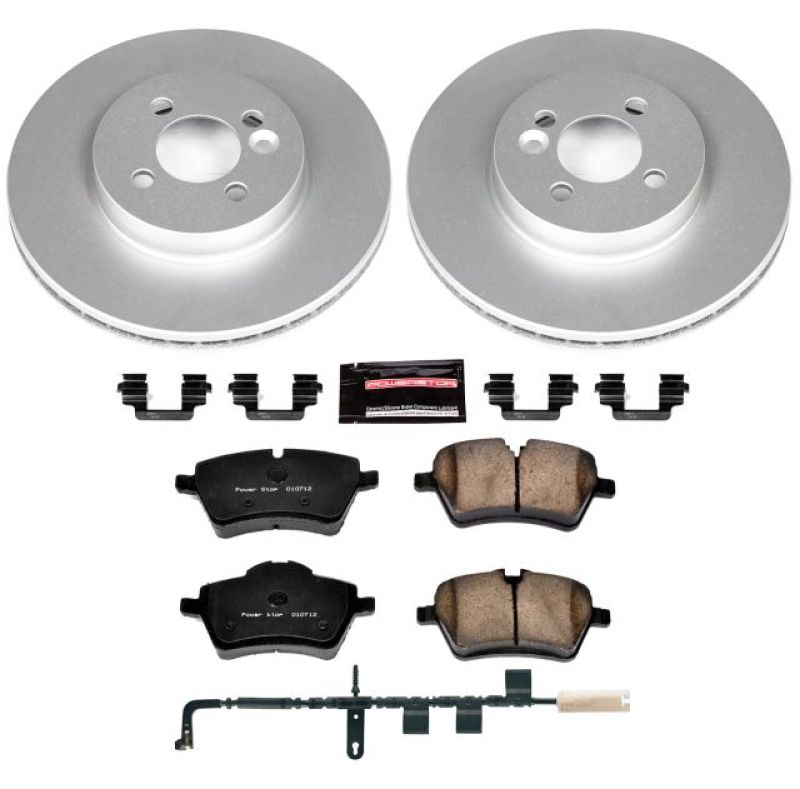 Mini Cooper Brake Kit - Front - PowerStop - Geomet Coated Rotors + Carbon-Fiber Ceramic Pads - `07-`10