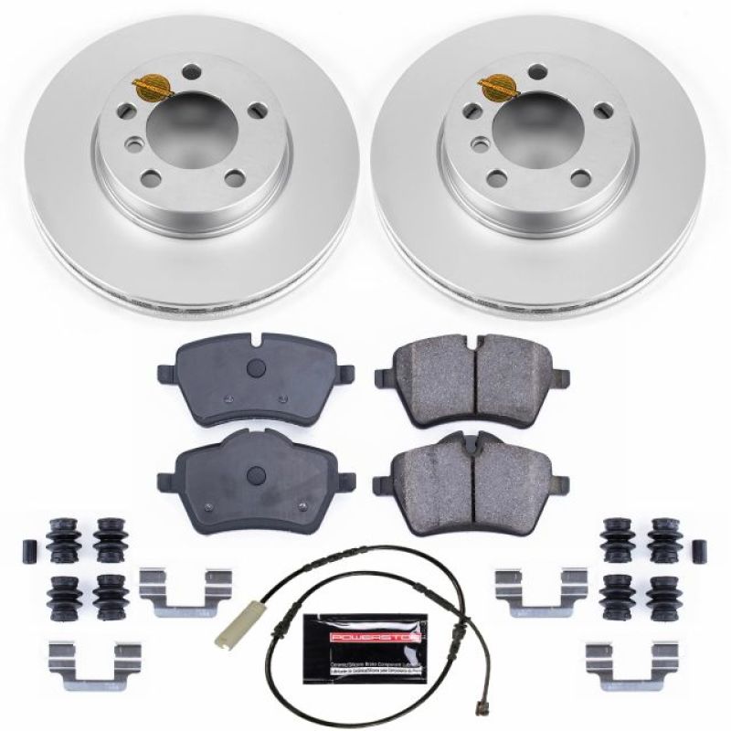 Mini Cooper Countryman Brake Kit - Front - PowerStop - Geomet Coated Rotors + Carbon-Fiber Ceramic Pads - `11-`16