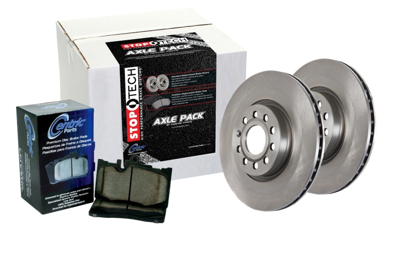 Mini Cooper Brake Kit - Front - Stoptech - Drilled/Slotted C-Tek Silver Rotors + Centric Premium Pads - Silver - `07-`16