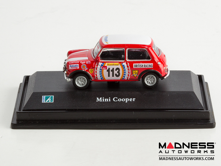 Hongwell Cararama Mini Cooper- 1/72 Scale Diecast Model Car - Red W/ White (113)