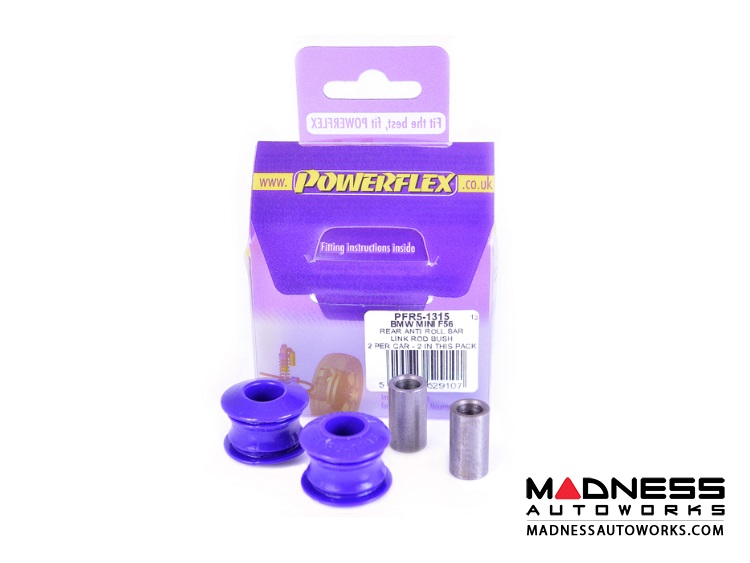 MINI Cooper Polyurethane Bushing Set - Rear Anti Roll Bar Link Rod Bushing by Powerflex (F54 / F55 / F56 Model)