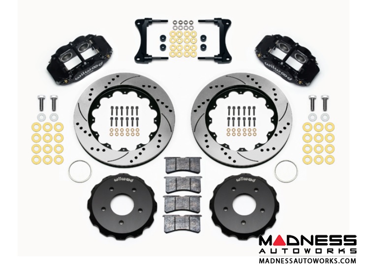 MINI Cooper Brake Conversion Kit - 12.88" Rotors - Wilwood Superlite 6R 6 Piston Front Brake Upgrade Kit (Black Powder Coated Calipers / SRP Drilled & Slotted Rotors)